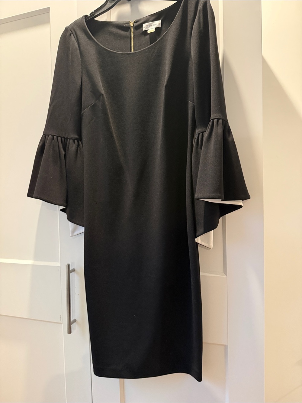 Calvin Klein Black Midi Dress with Bell Sleeves